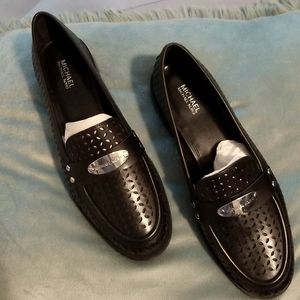 Michael Kors black with silver  hardware loafers. New in box NEVER WORN